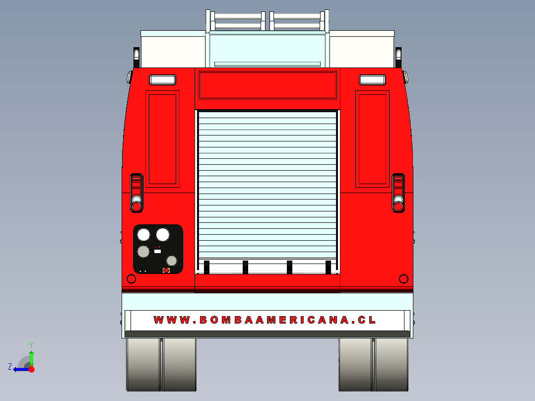 7.消防救火车 3d模型图纸右视图