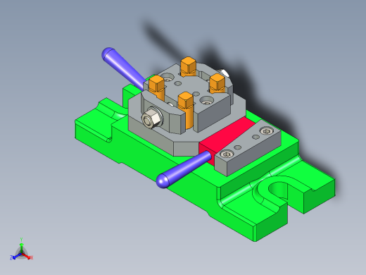 铣四方头夹具三维模型设计