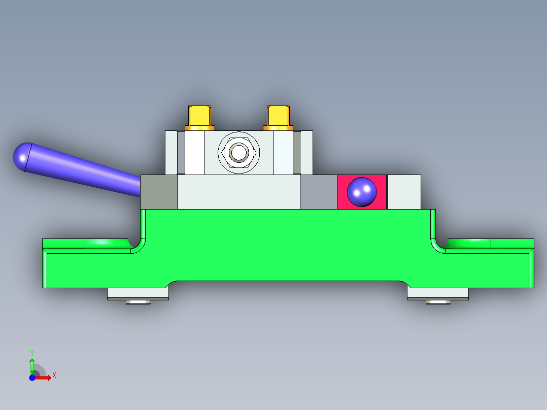 铣四方头夹具三维模型设计前视图