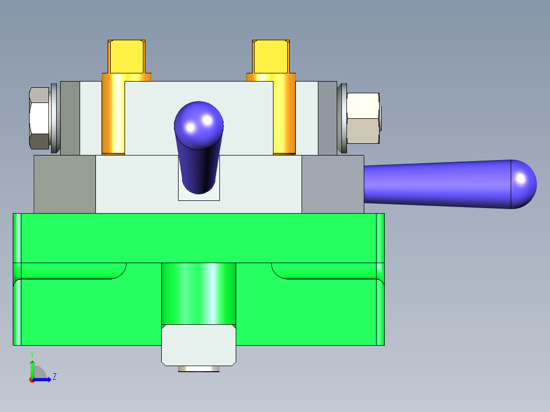 铣四方头夹具三维模型设计左视图