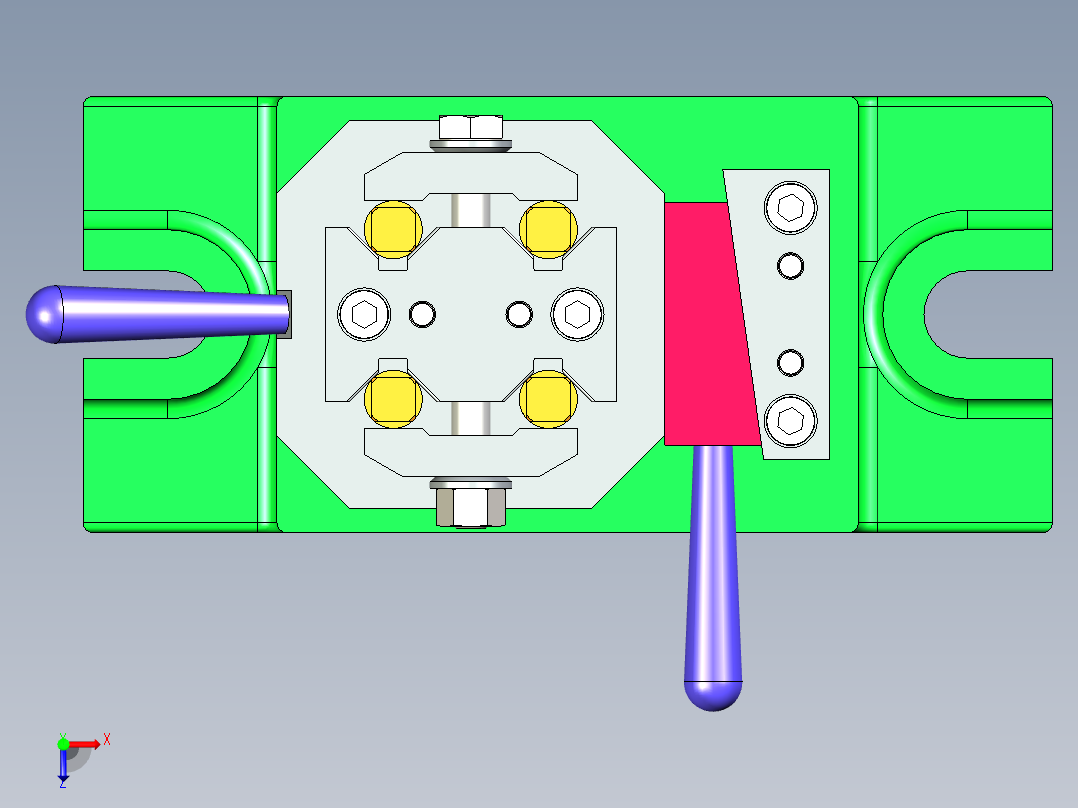 铣四方头夹具三维模型设计俯视图