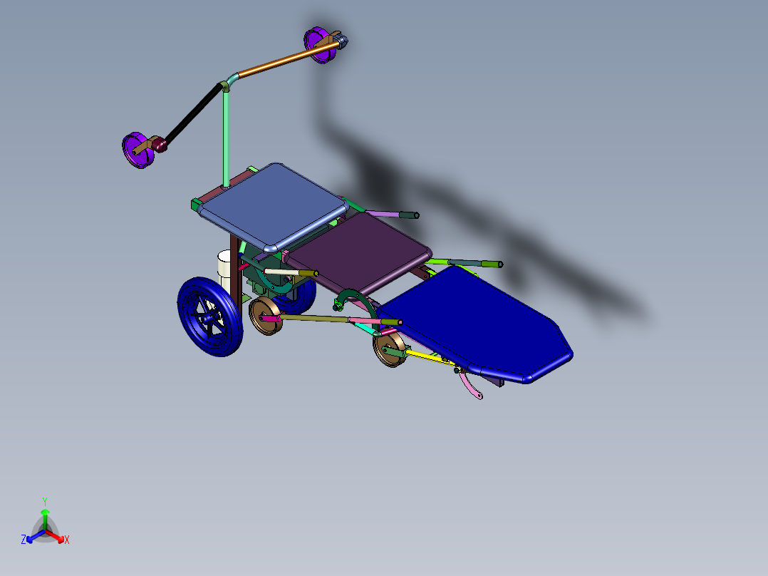 电动担架救援转运车正等轴测图