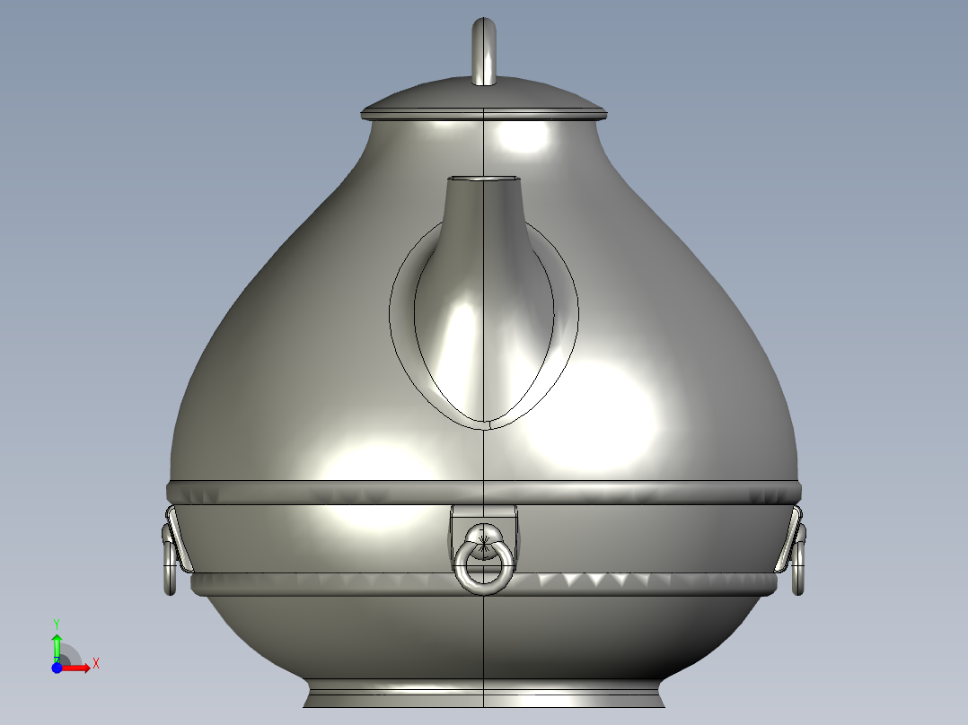 宜兴泥壶前视图