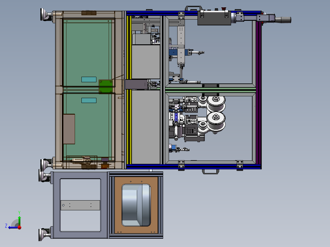 打铜带设备（sw18可编辑+工程图）右视图