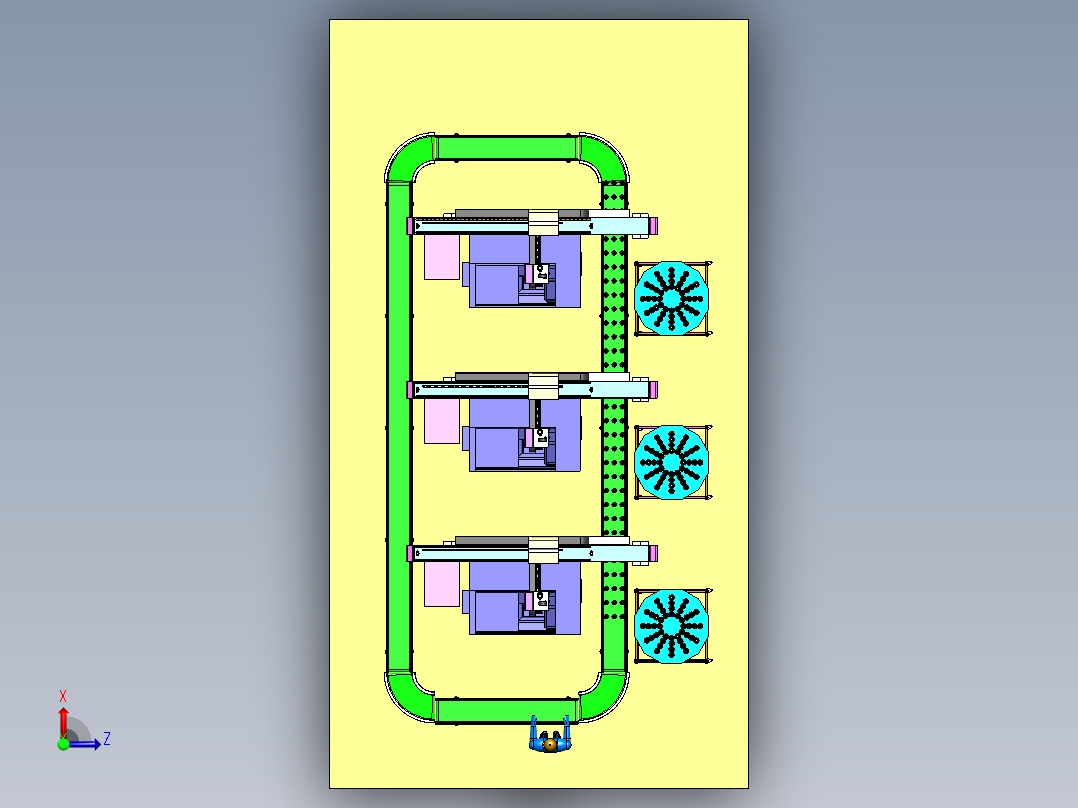 数控车循环上下料sw18可编辑俯视图