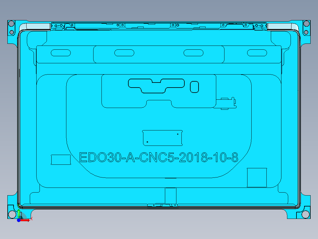 冲压件平板外壳精铣内腔UG编程程序模型前视图