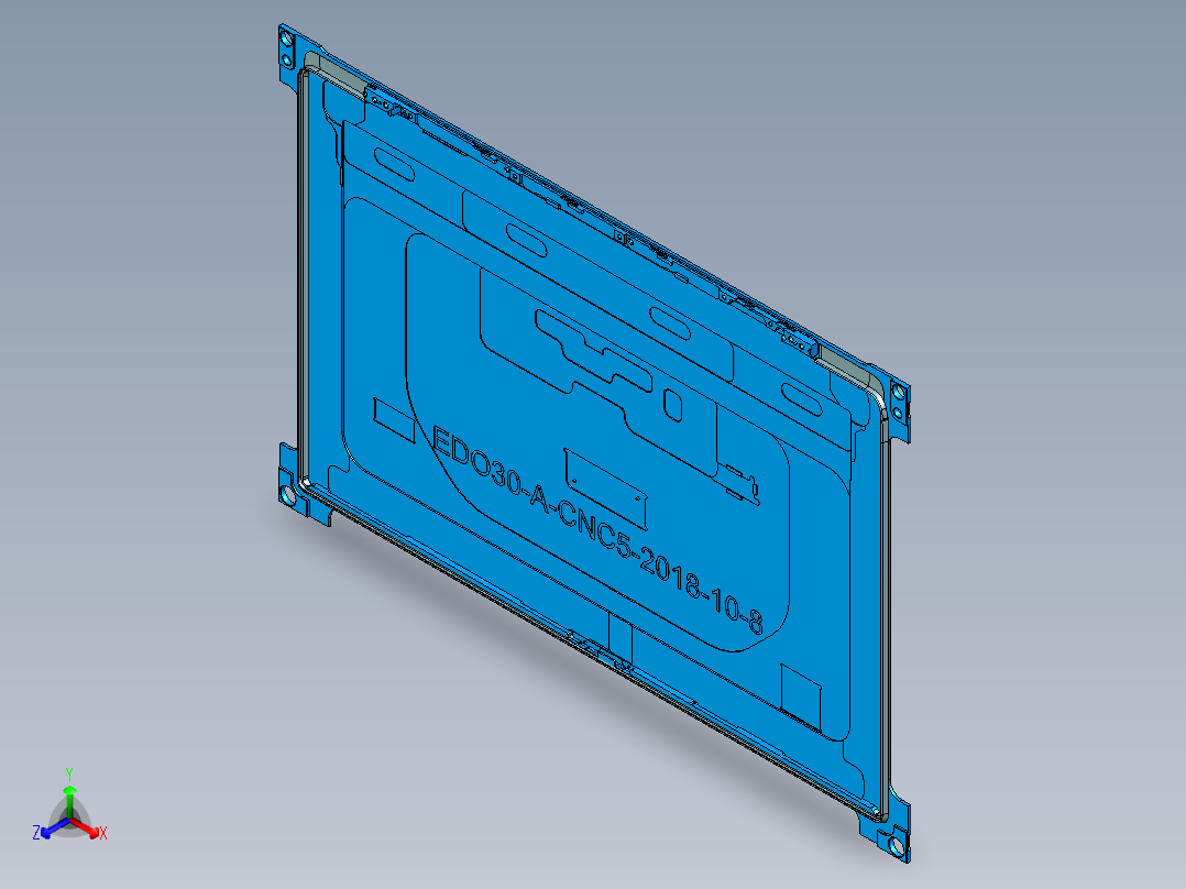 冲压件平板外壳精铣内腔UG编程程序模型正等轴测图