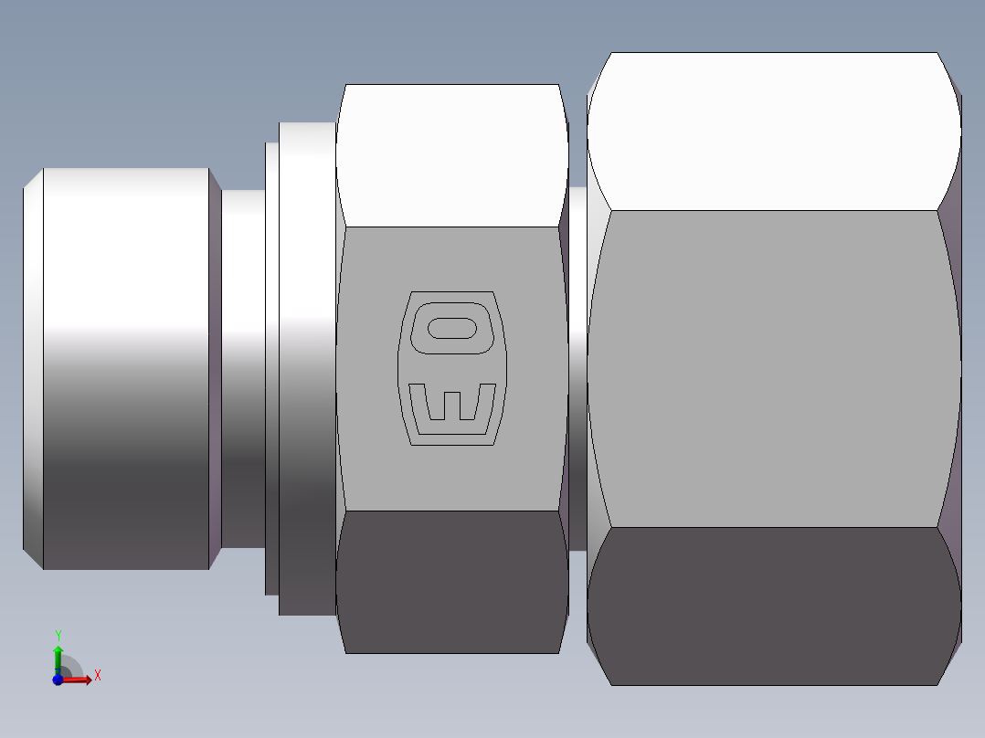 直通公制螺纹组合接头、2MD-22-24WD前视图