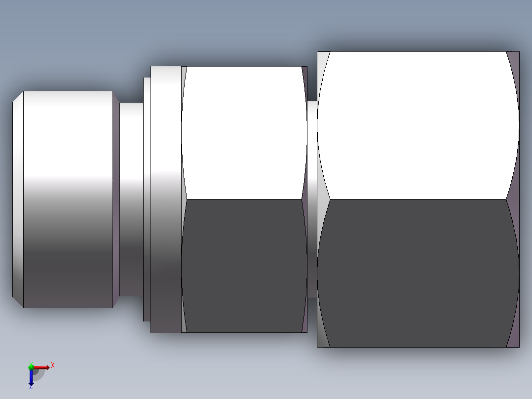 直通公制螺纹组合接头、2MD-22-24WD俯视图