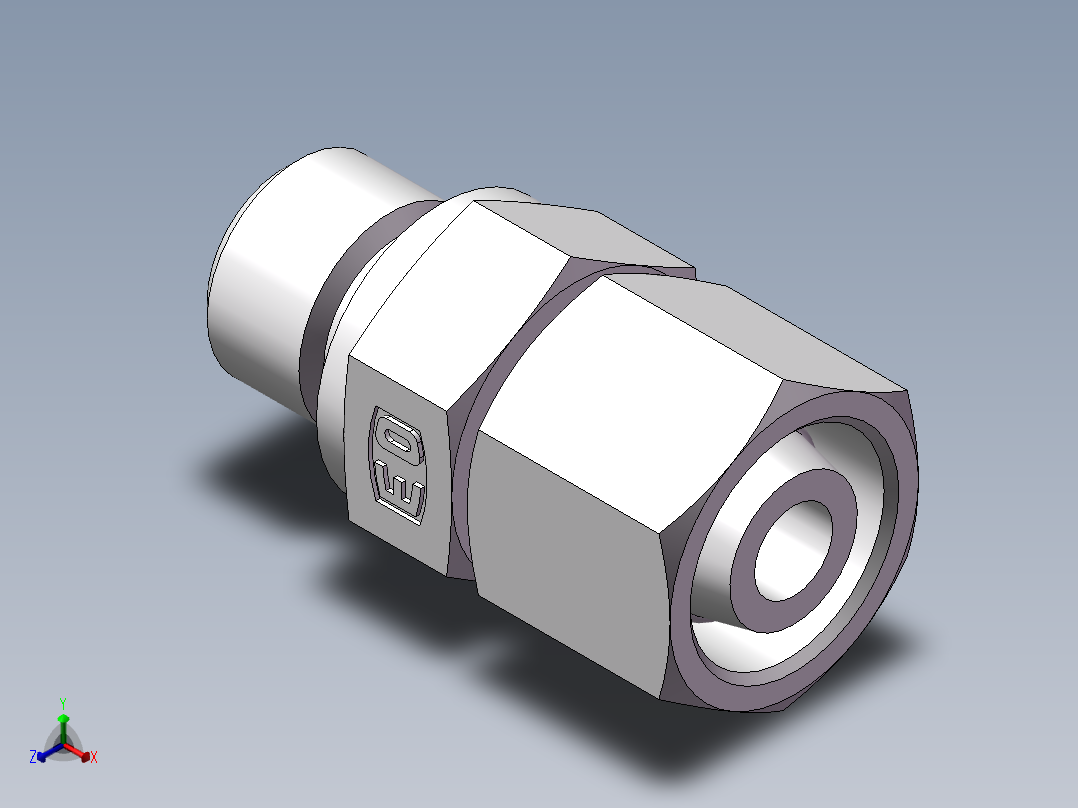 直通公制螺纹组合接头、2MC-14-16WD正等轴测图