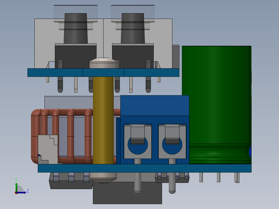 电路板、主板(205)左视图