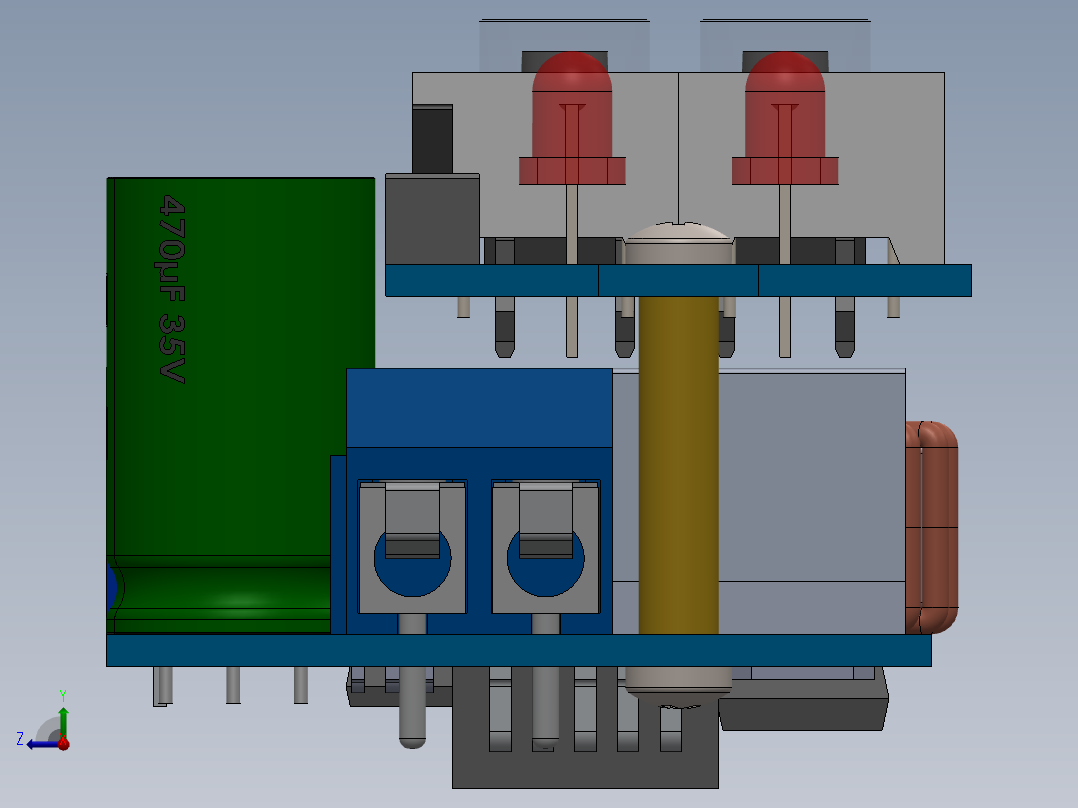 电路板、主板(205)右视图