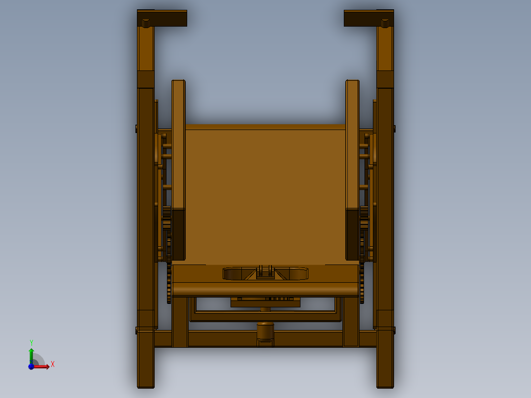 老人椅辅助站立机构参数优化设计 三维模型+10张CAD图纸+说明前视图