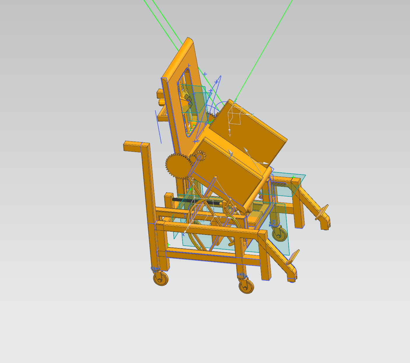 老人椅辅助站立机构参数优化设计 三维模型+10张CAD图纸+说明