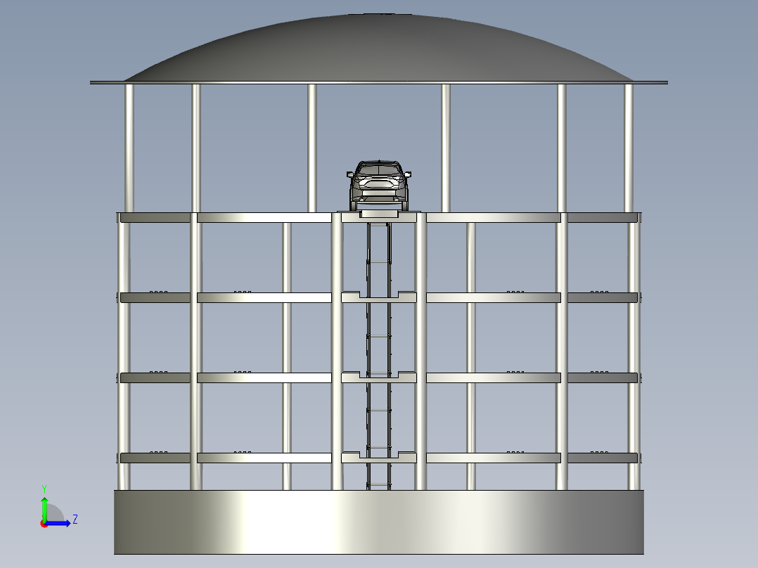 井筒式地下立体车库左视图
