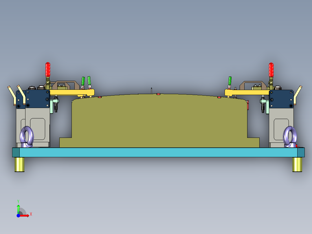 5孔弯曲玻璃检具装配前视图