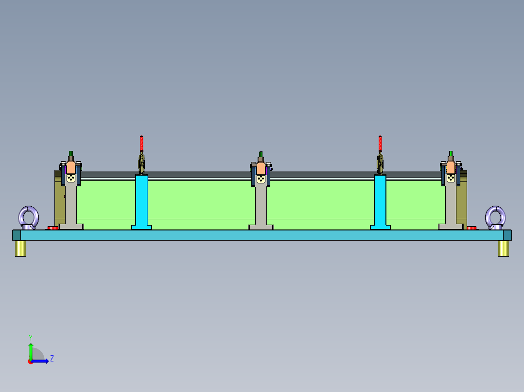5孔弯曲玻璃检具装配左视图
