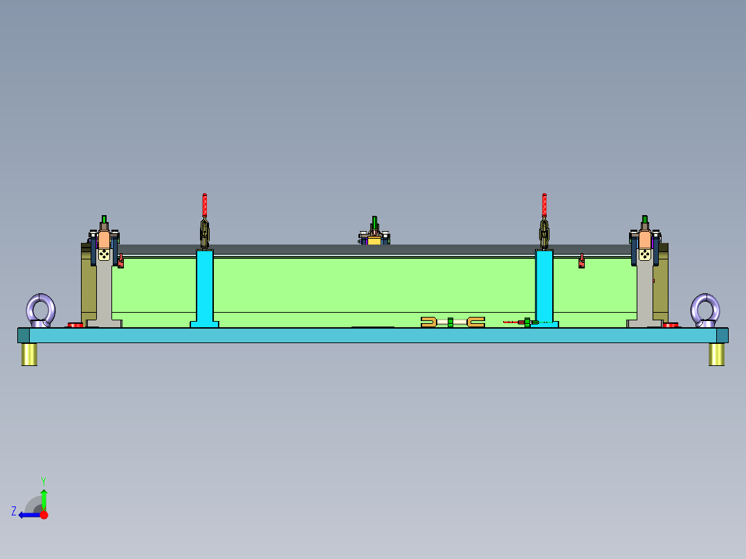 5孔弯曲玻璃检具装配右视图