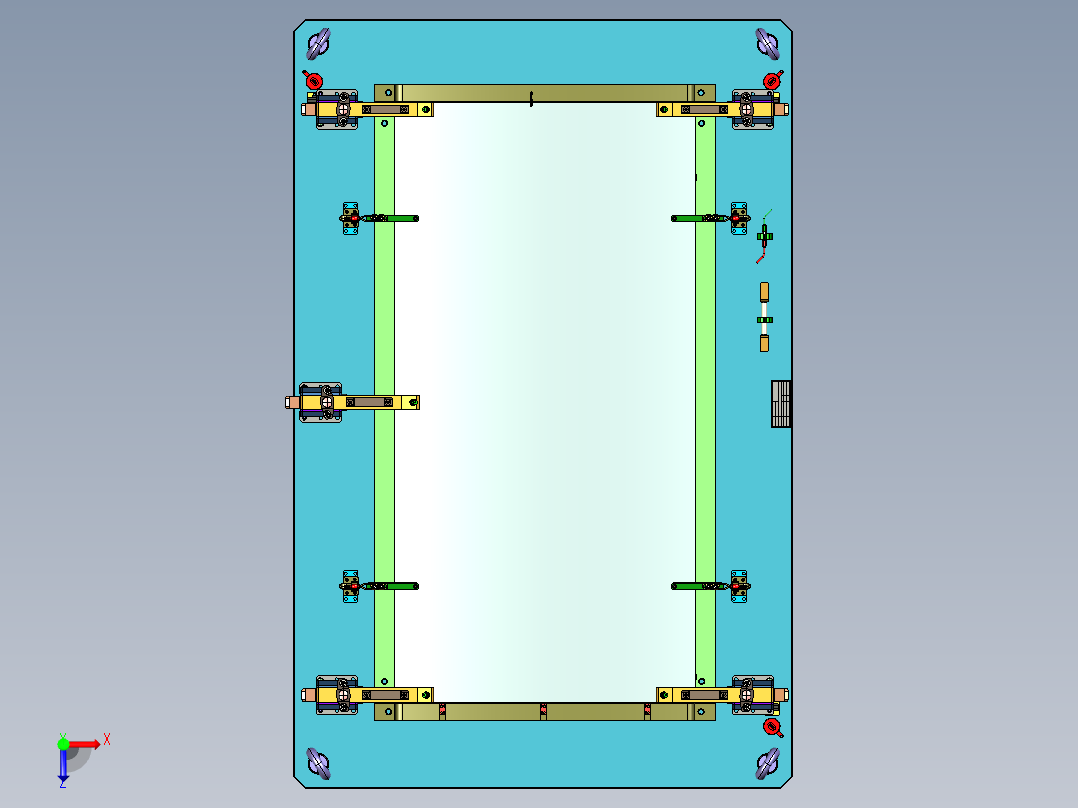 5孔弯曲玻璃检具装配俯视图