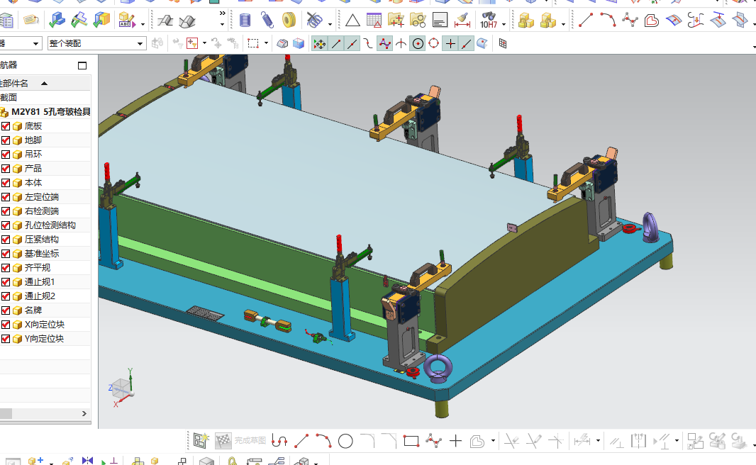 5孔弯曲玻璃检具装配