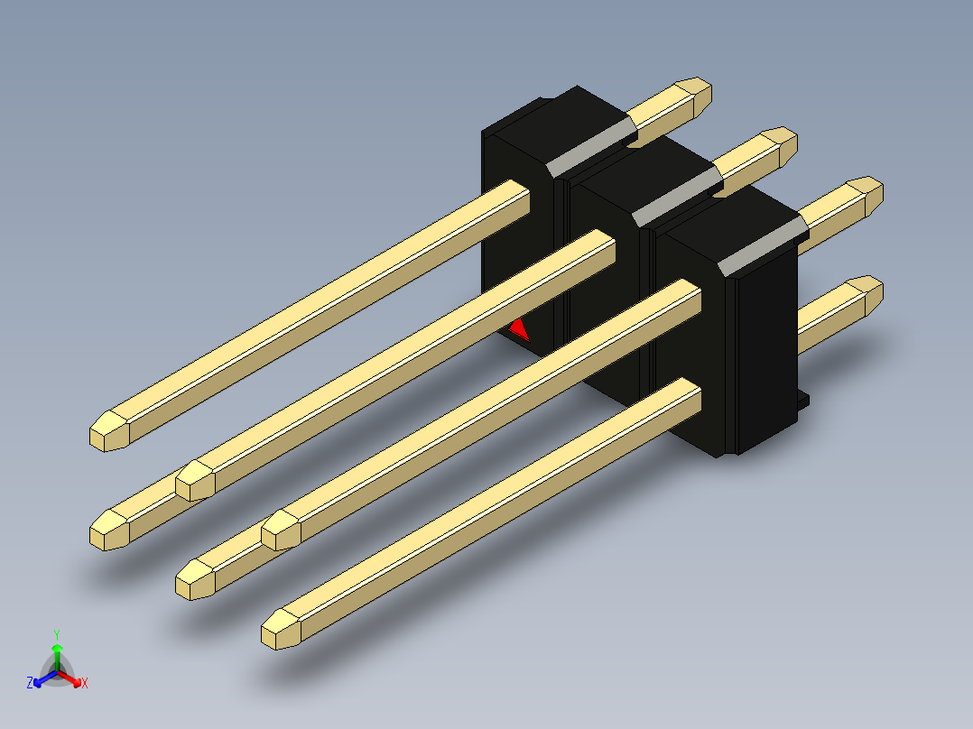 彩色公头100mil（2.54mm）系列-DS1021_black_2x03p_100mil_Type5_rev1.0正等轴测图