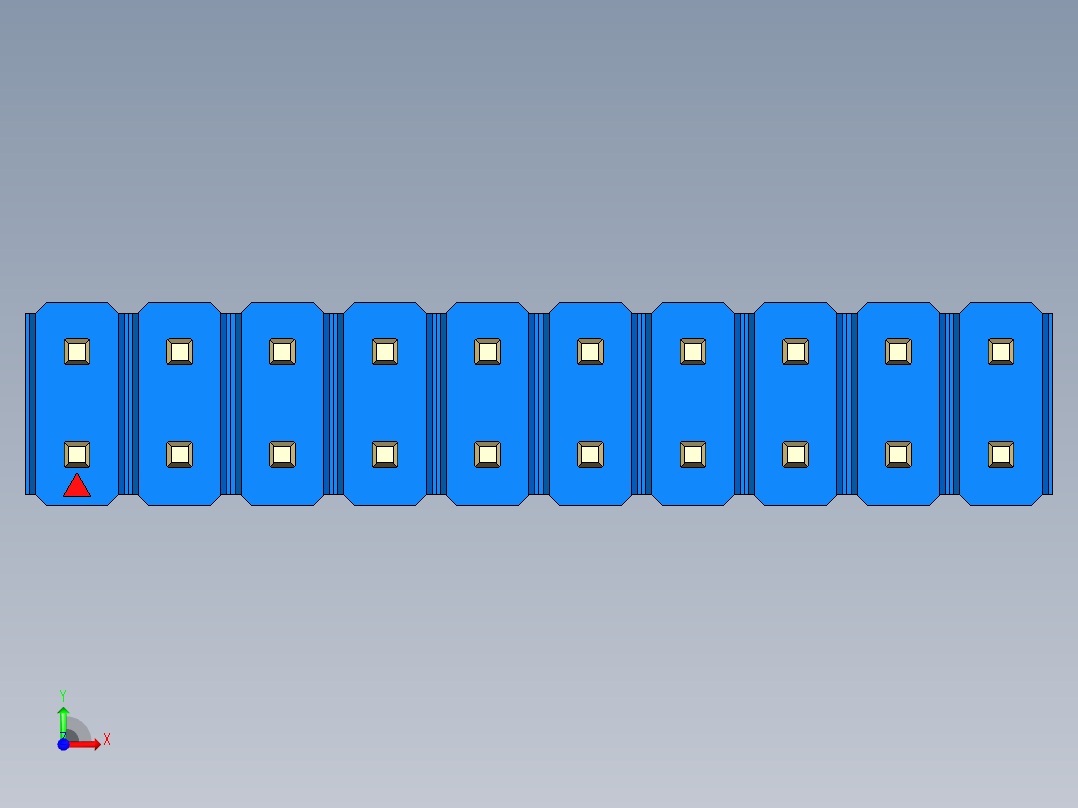彩色公头100mil（2.54mm）系列-DS1021_blue_2x10p_100mil_Type1_rev1.0前视图