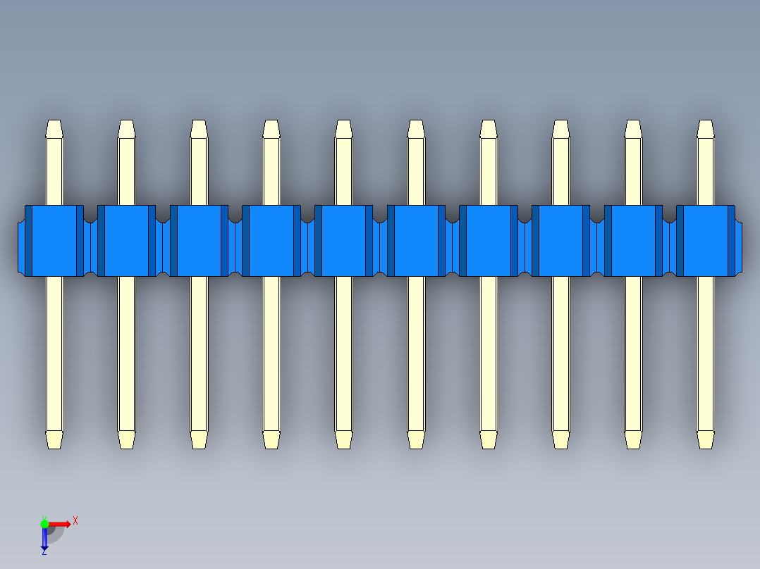 彩色公头100mil（2.54mm）系列-DS1021_blue_2x10p_100mil_Type1_rev1.0俯视图