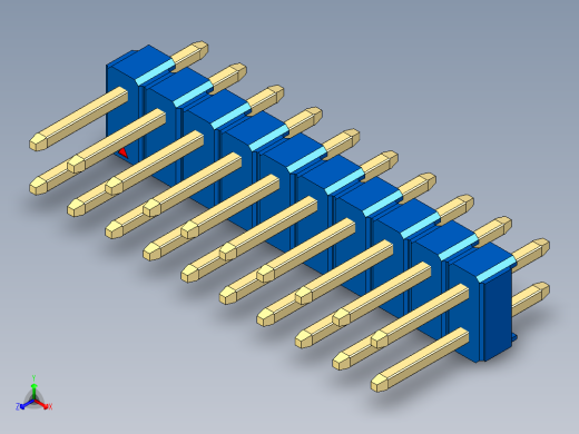 彩色公头100mil（2.54mm）系列-DS1021_blue_2x10p_100mil_Type1_rev1.0正等轴测缩略图