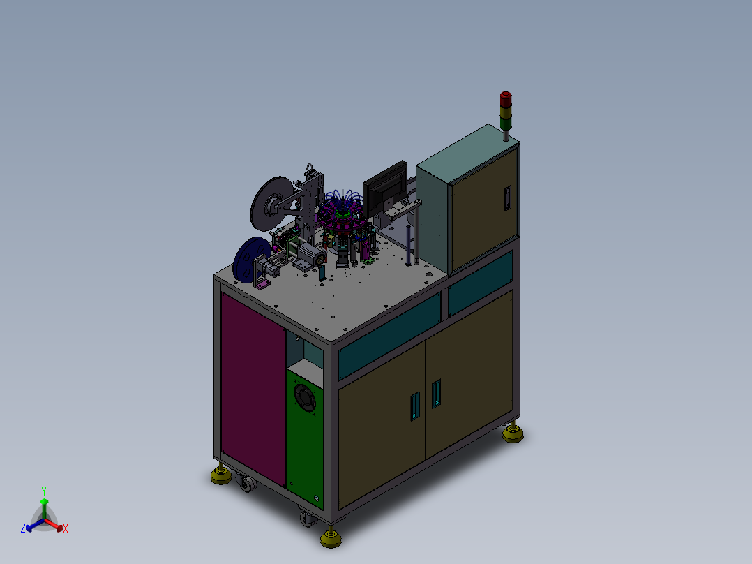 LED高速检测包装机正等轴测图