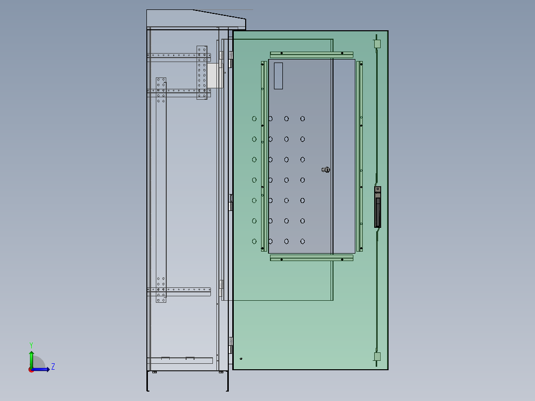 靠墙户外电控柜左视图