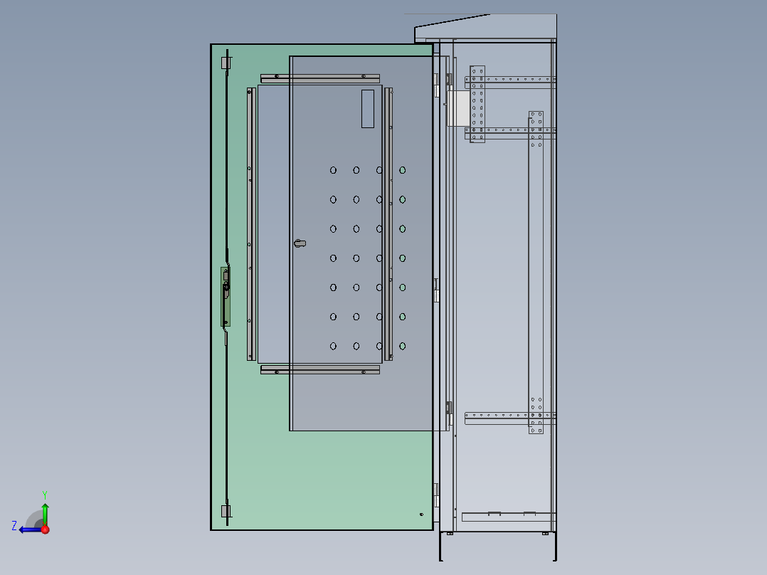 靠墙户外电控柜右视图