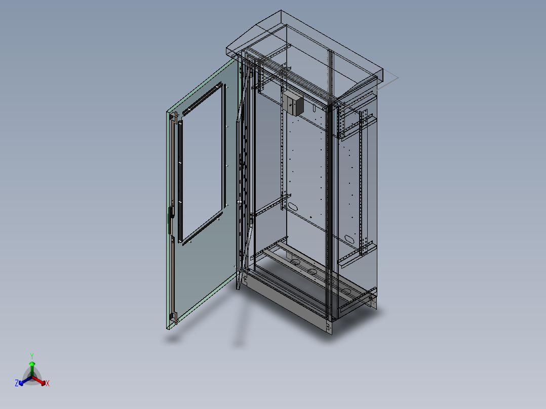 靠墙户外电控柜正等轴测图