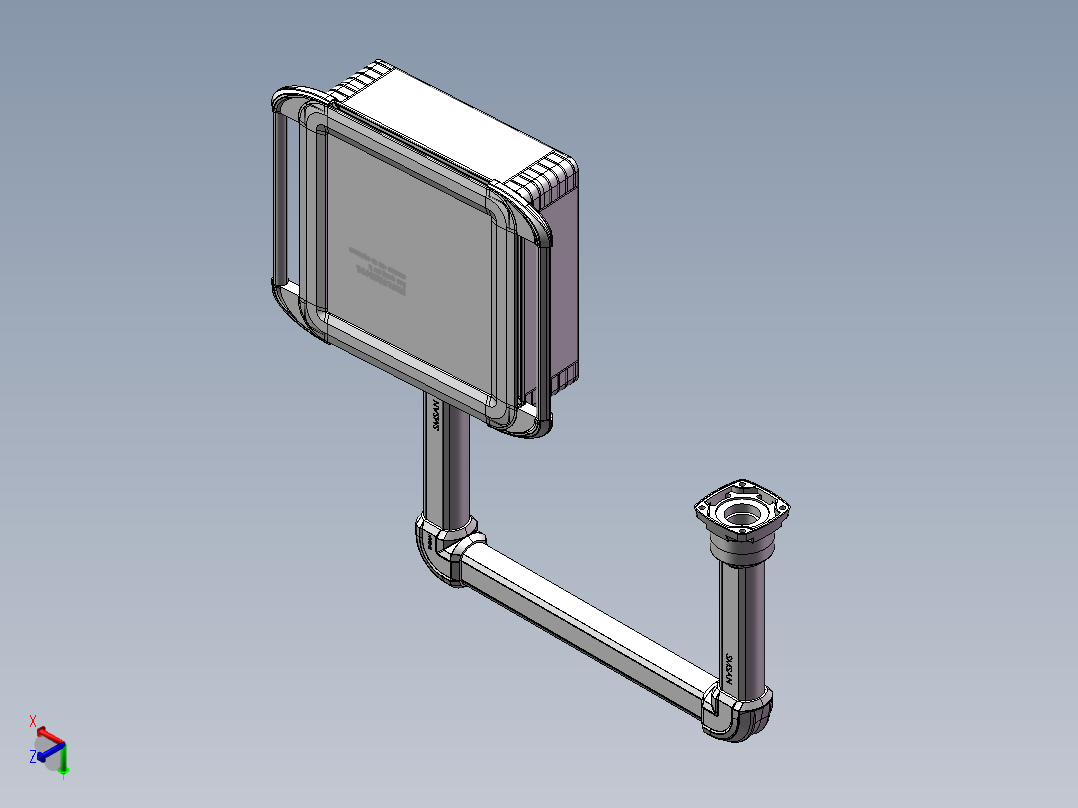 向下旋转底座+转角+转角+箱体连接器+控制箱正等轴测图