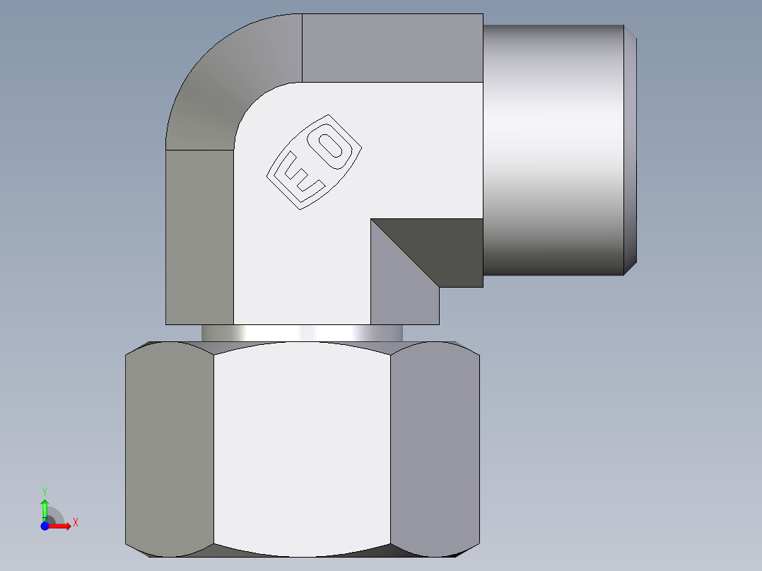 卡套式工业通用硬管接头EO_Swivel_nut_elbow_EW12LOMDCF前视图