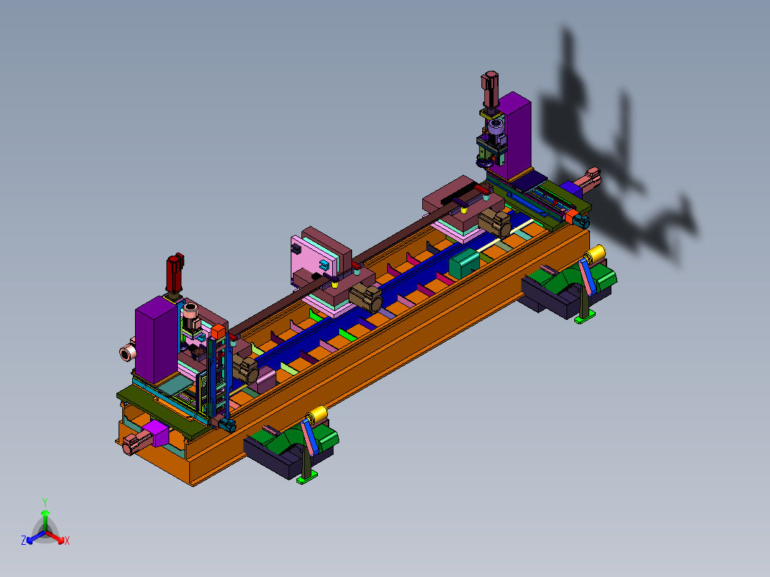双面升降端面铣床高效铣床正等轴测图