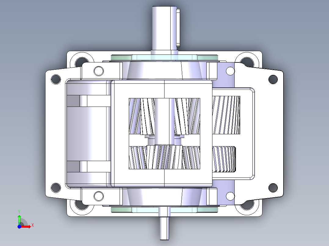 speed reducer gearbox二级斜齿轮减速箱前视图