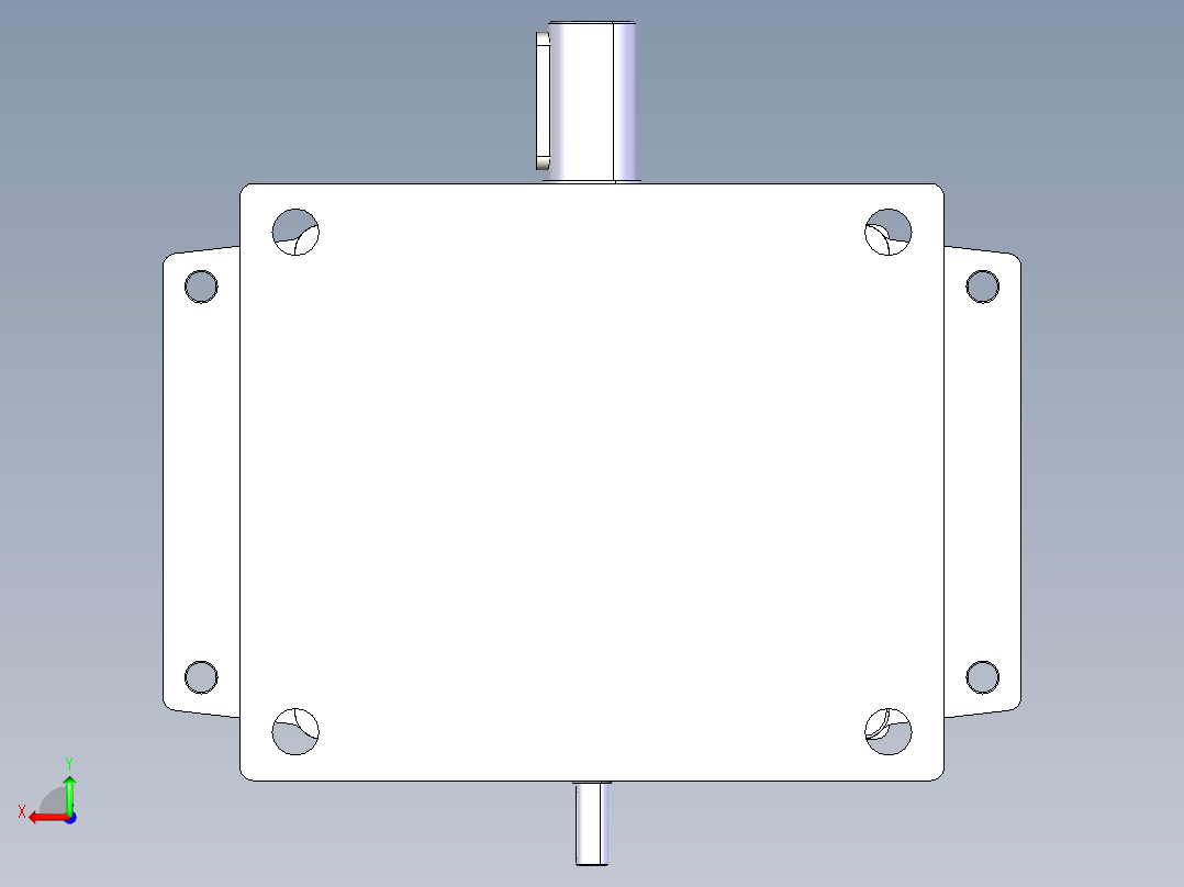 speed reducer gearbox二级斜齿轮减速箱后视图