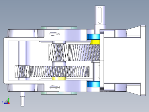 speed reducer gearbox二级斜齿轮减速箱右视缩略图