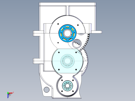 speed reducer gearbox二级斜齿轮减速箱俯视缩略图