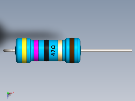 电容器 二极管 电阻器-Resistor Vertical 47 Ohm 1W俯视缩略图