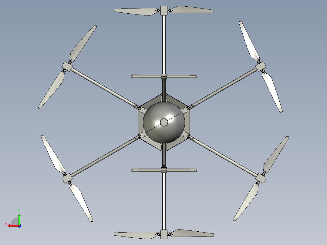 六旋翼无人机播种机后视图