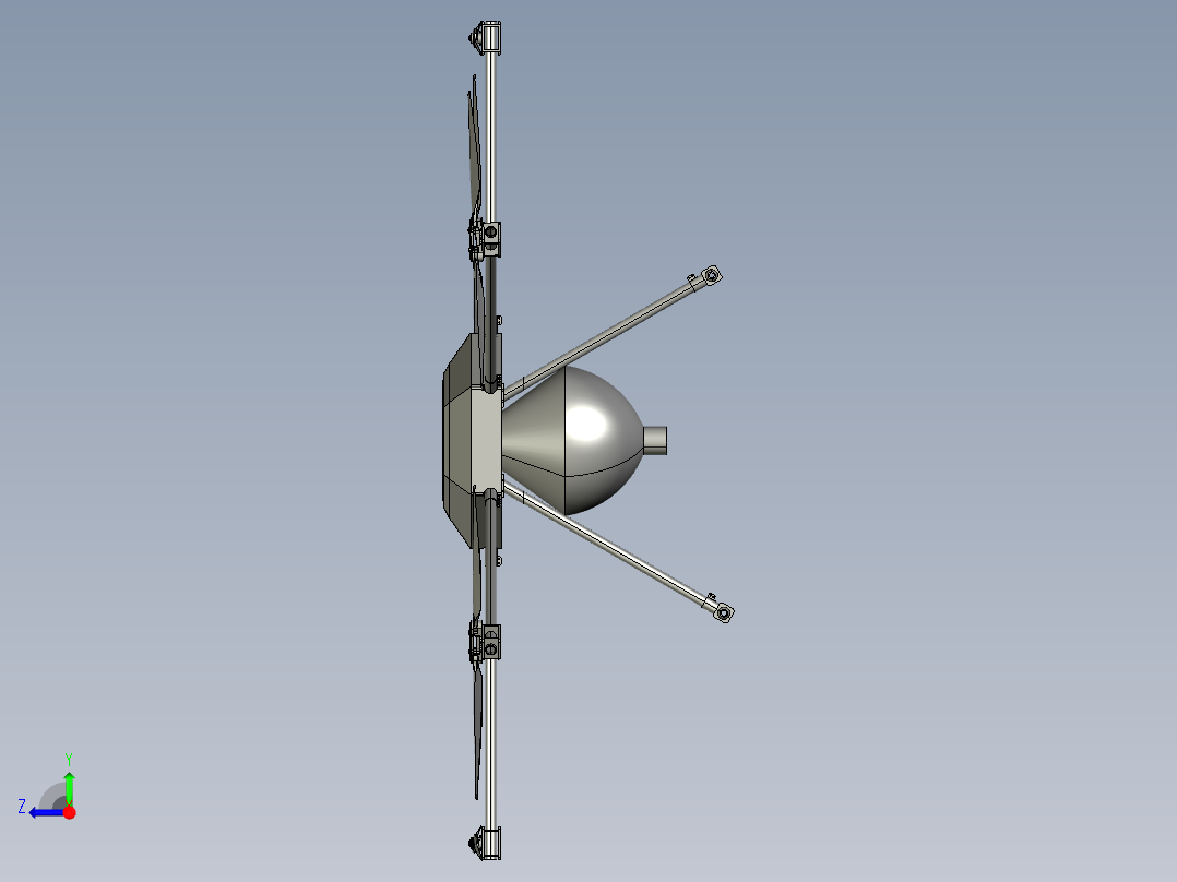 六旋翼无人机播种机右视图