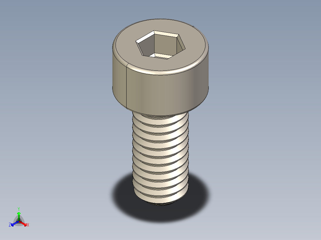 Screw_DIN_912_M3.5x8F_A2.STEP公制内六角螺钉正等轴测图
