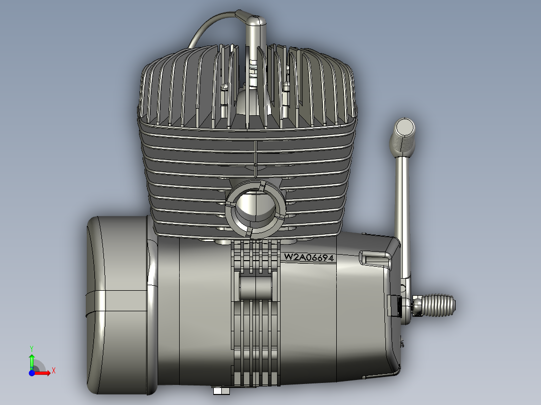 W2A摩托车发动机模型前视图