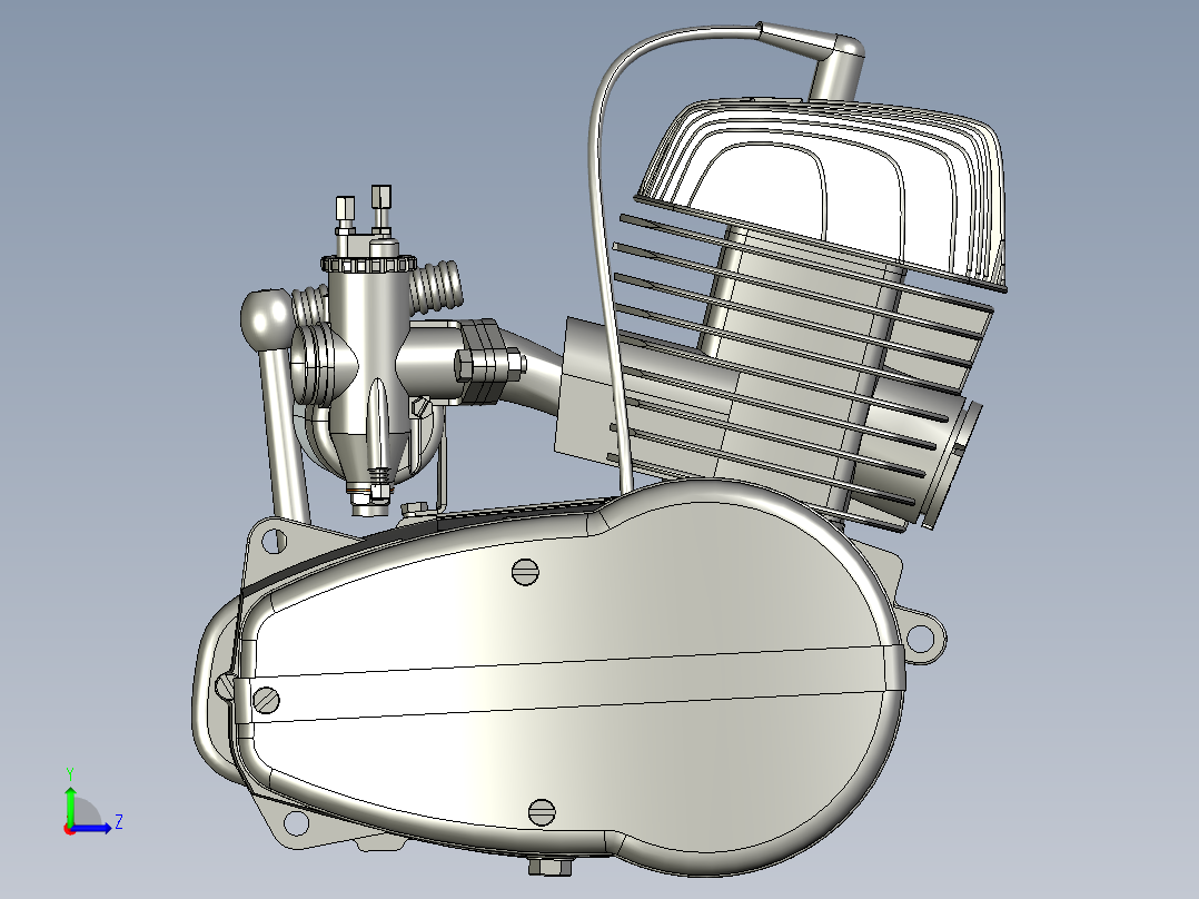 W2A摩托车发动机模型左视图