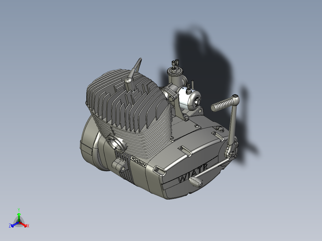 W2A摩托车发动机模型正等轴测图