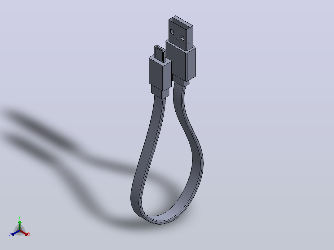 Micro USB 充电线正等轴测图