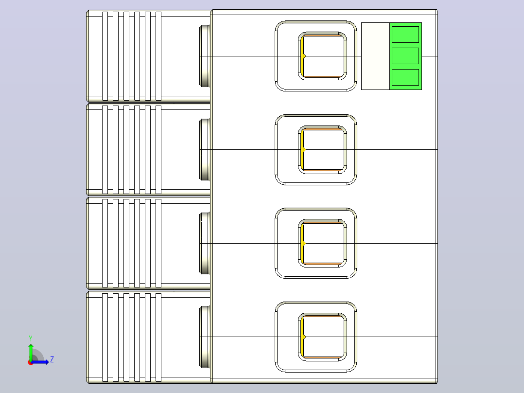 NXU-ⅡG_F 3P&amp;N电涌保护器三维模型202203 左视图