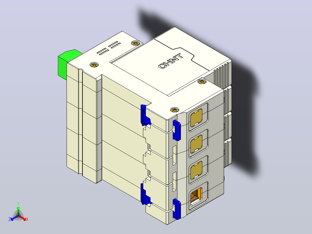 NXU-ⅡG_F 3P&amp;N电涌保护器三维模型202203 正等轴测图