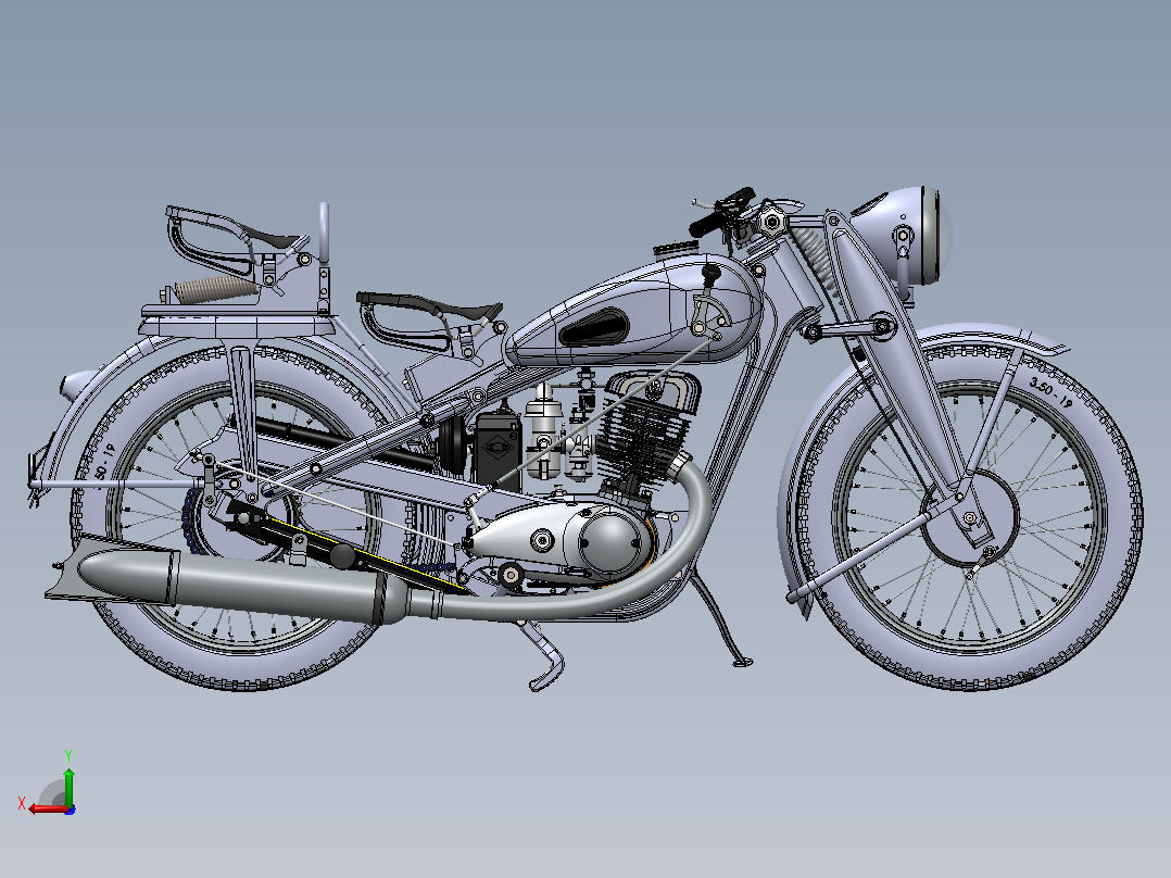 摩托车模型DKW 350后视图